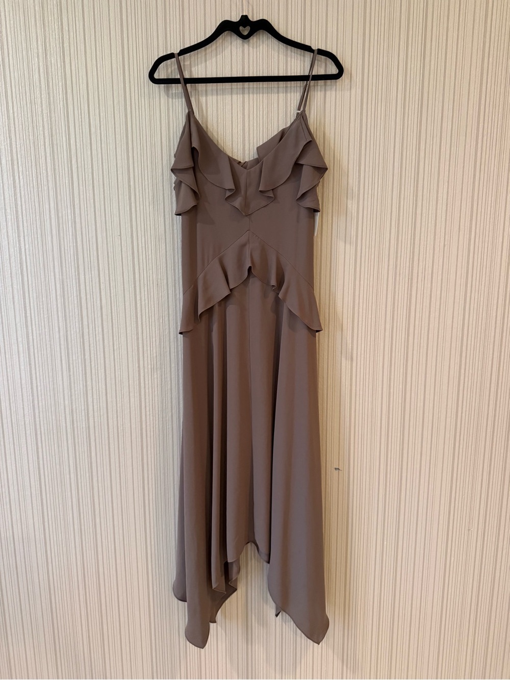 BCBGMaxAzria Mauve Asymmetrical Ruffle Slip Dress - Picture 2 of 7